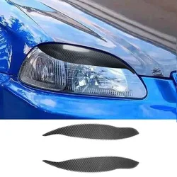 Fit For Civic EK EK9 JDM SPORT 3D Carbon Fiber Headlights Eyebrows Eyelids Car Styling Front Headlamp Trim Cover Acces