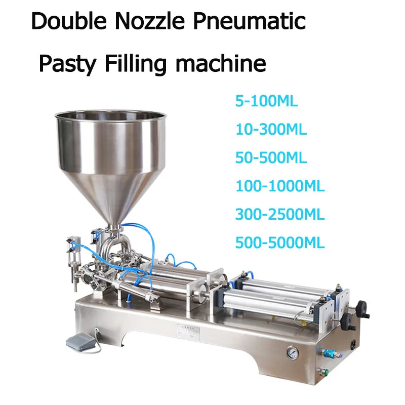 

10ML-100ML Double Head Pneumatic Liquid Shampoo Filling Machine Semi-Automatic Pneumatic Paste Filling Machine Auto Filler