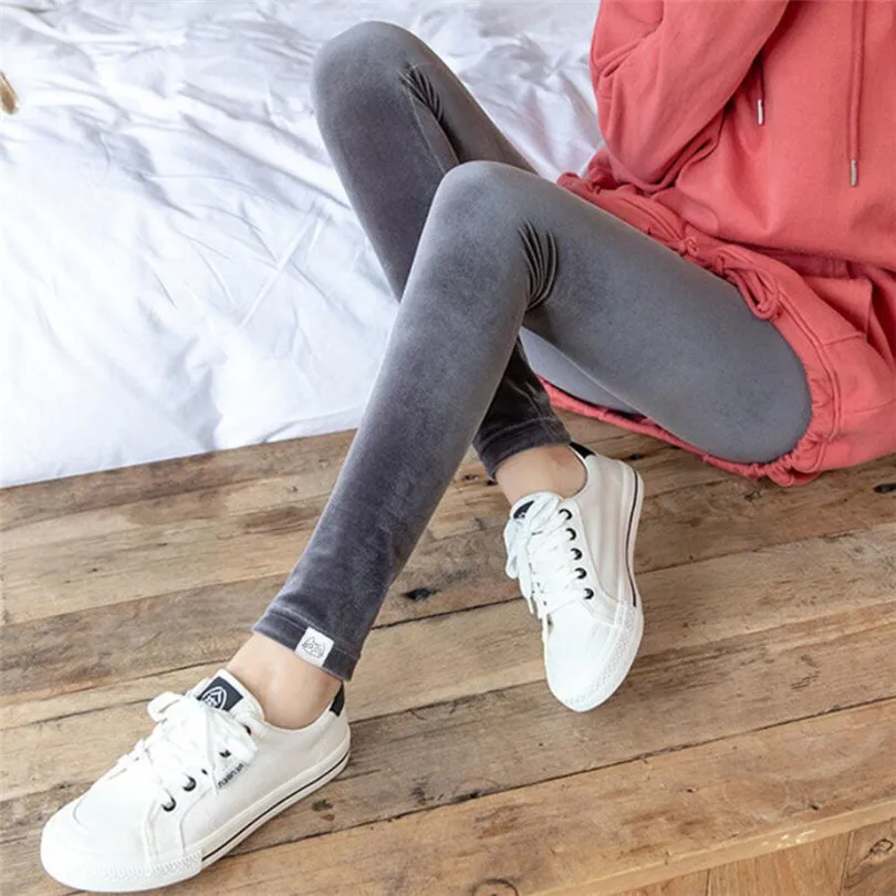 YSDNCHI-Leggings en Velours pour Femme, Pantalon Crayon en Coton, Doux et Solide, à la Mode, Automne