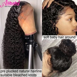 Alibaby-Peluca de cabello humano rizado para mujeres negras, postizo de encaje frontal 13x4, 13x6, onda profunda, 360