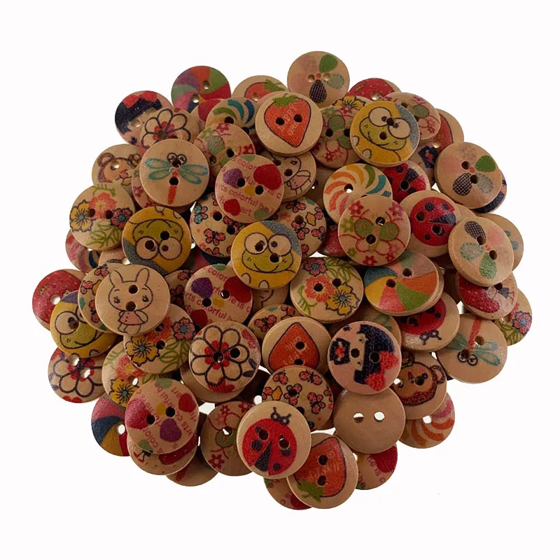 Lèvent en bois mélangés naturels pour vêtements, bouton de couture, scrapbooking, artisanat de bricolage, décorations pour bébés et enfants, 100 po, 5/8 pièces