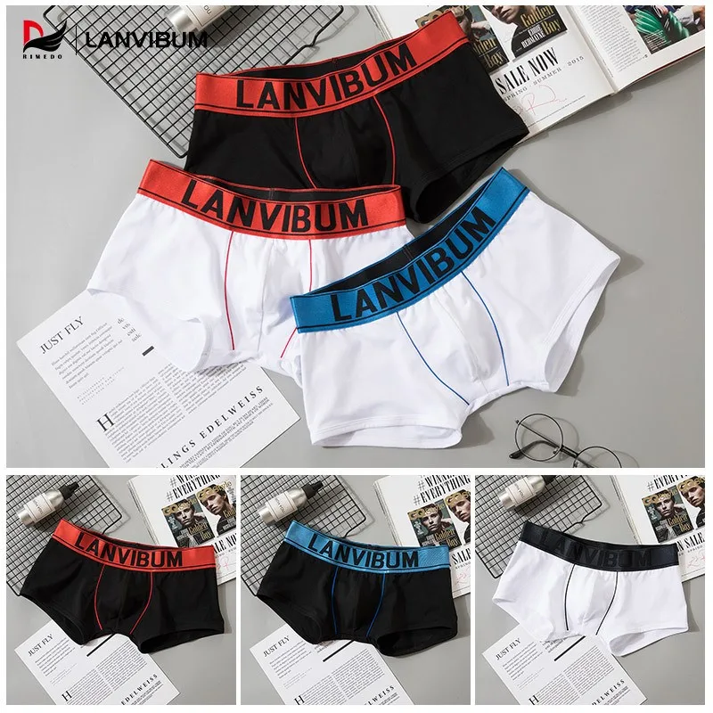 Sexy Underwear Men Boxer Long Wear-resistant Leg Sport Five Points Shorts Cotton Loose Large Size Opening Boxer Cuecas Tide Male