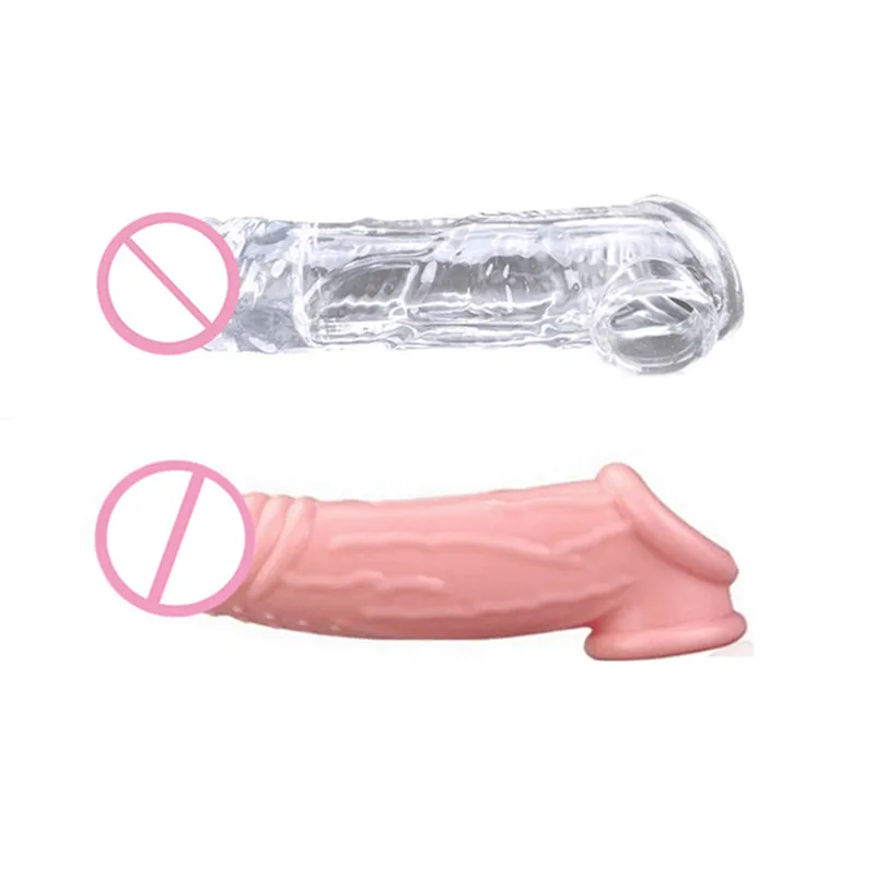 2 Style Male Dildos Condom Reusable Delay Ejaculation Peni Rings Silicone Male Dick Extender for Men Enhance Sexual Ability Toys