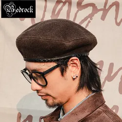 classic tank soldier beret cap men and women hat wool hat literary British brown vintage painter hat