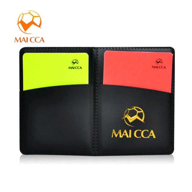 MAICCA Soccer Referee Cards with Pen Red Card Yellow Card PU Football Notebook Set Professional Referee Equipment