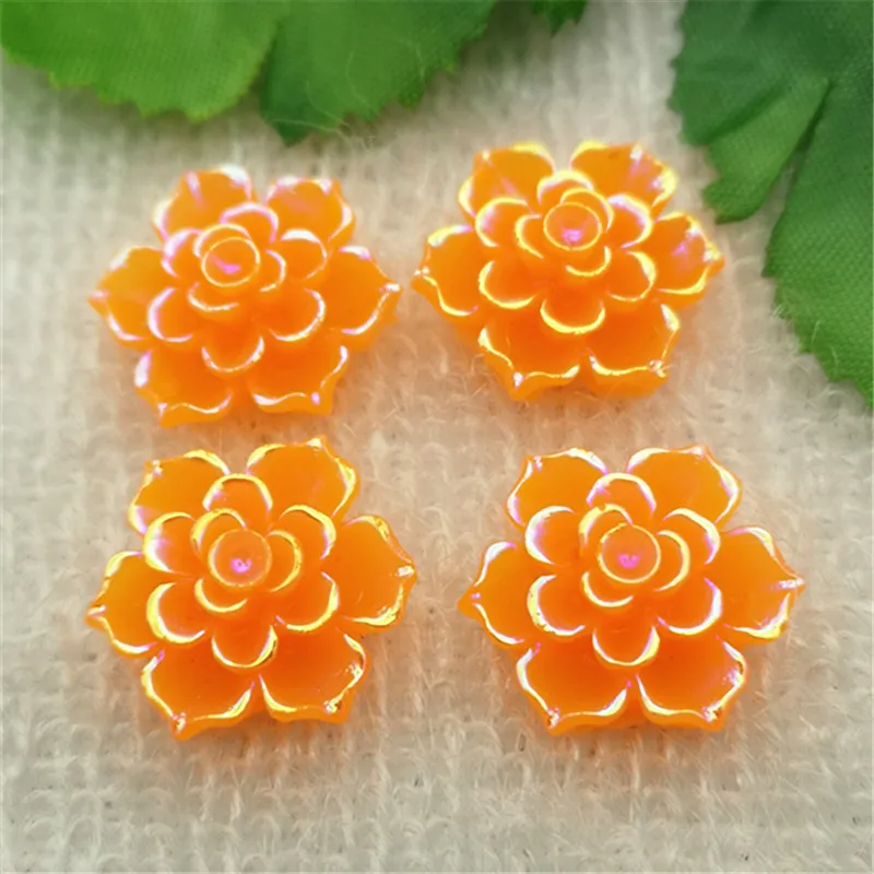 DIY 10pcs Mix 20mm AB Resin 3d Flower Flatback Rhinestone Wedding Buttons Crafts