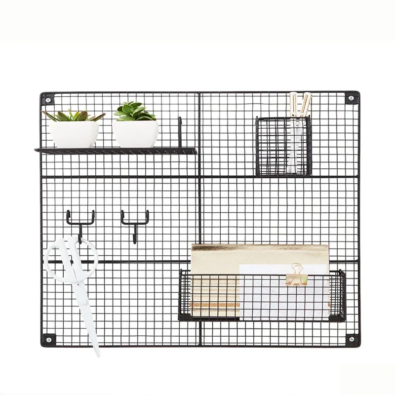 More sizes Metal grid iron mesh supermarket shelf display rack kindergarten home Wall decoration hanging net Organizer