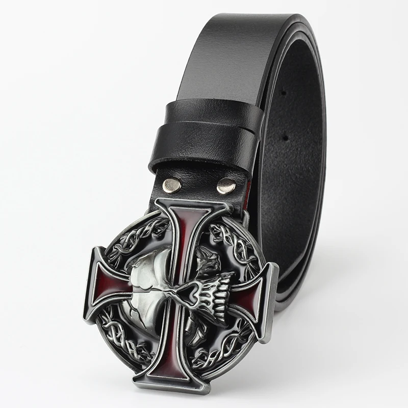 Cross And Skull  Diy Metal Belt Buckle For Men