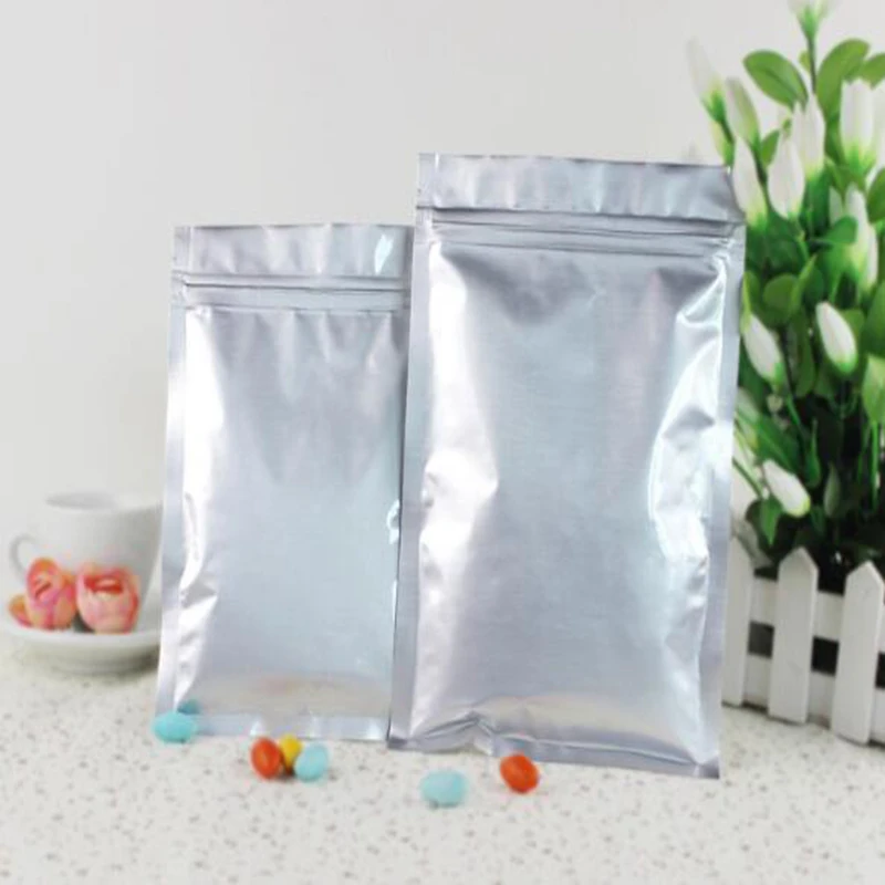 1000pcs/lot Aluminum Foil Flat Bottom Ziplock Bags Thick Food Storage Bag Vacuum Sealer Food Packaging Tea Avoid light Proof