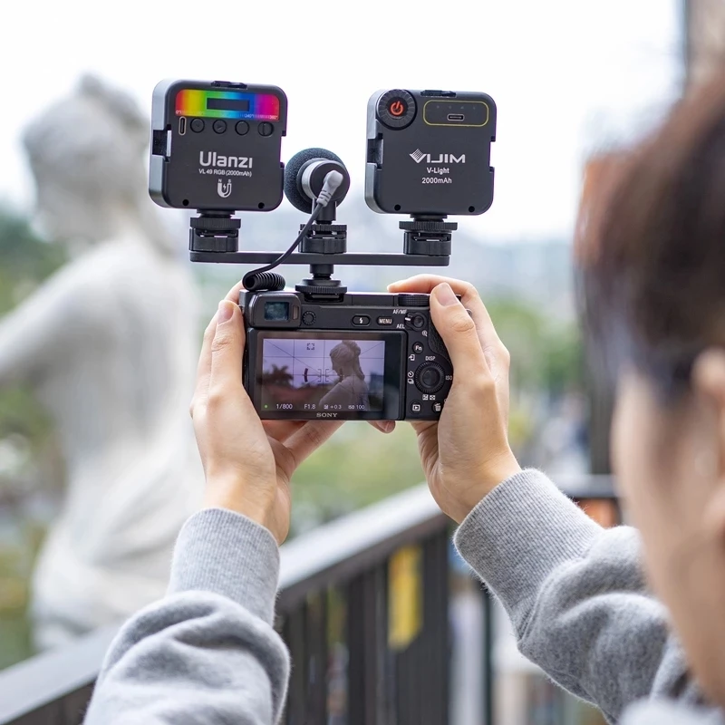 For Ulanzi PT-23 Triple Cold Shoe Bracket Mount Holder Nikon Canon Sony DSLR SLR Camera Monitor Mount Smartphone Vlog Bracket