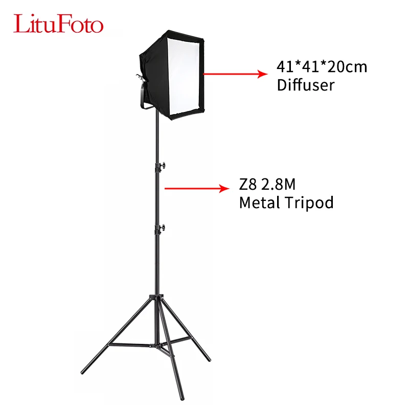 

Z8 2.8m Tripod Light Stand 41x41cm Photography Softbox Kit，Professional Light System Soft Box For Photo Studio Flash Diffuser