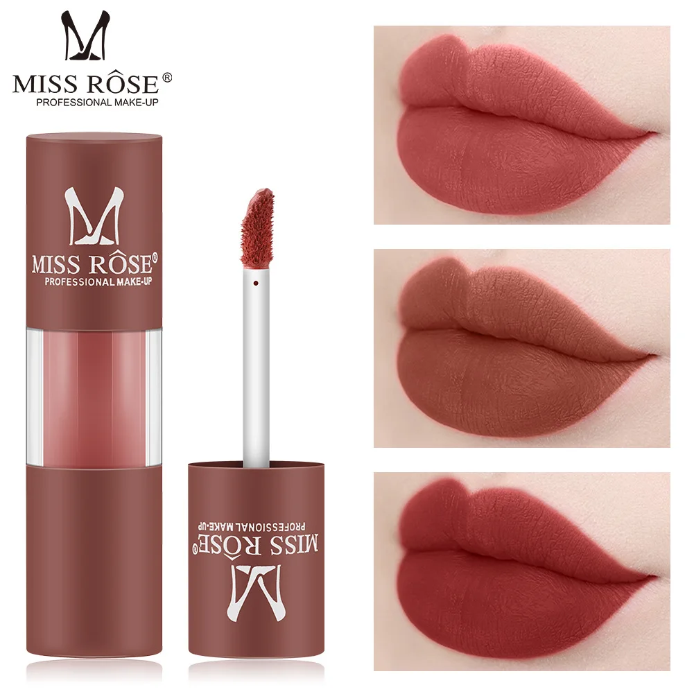 MISS ROSE Matteสีแดงกันน้ำกันน้ำNutritious Clearแต่งหน้าลิปสติกดอกไม้ลิปสีชมพูครีมเครื่องสำอางของขวัญ