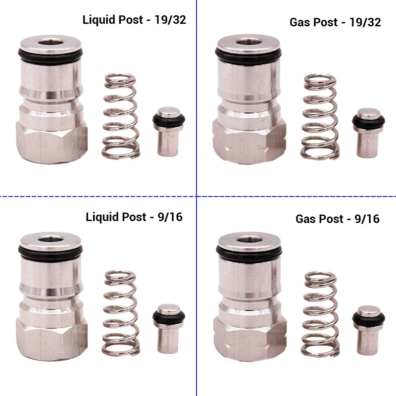 Cornelius Type Keg Ball Lock Post, Poppet, Filetage femelle, Gaz, Liquide, 19/32 \