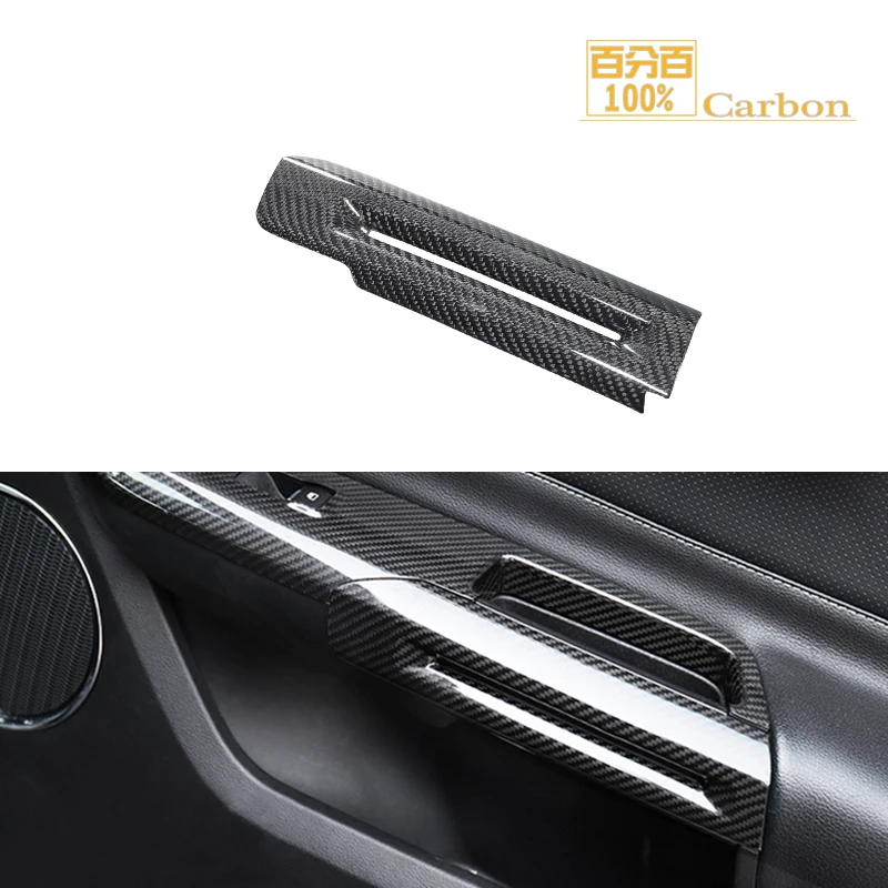 

100% Carbon Fiber Inside Door Armrest Trims Door Handle Cover For Ford Mustang 2015-2017