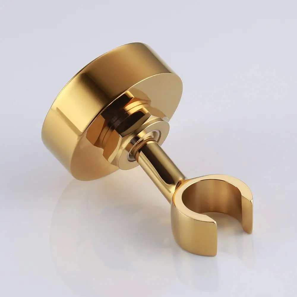 Gold solid brass Handheld Shower head holder Bracket Adjustable Golden Hand Held Shower Wand Hose Sprayer Holder