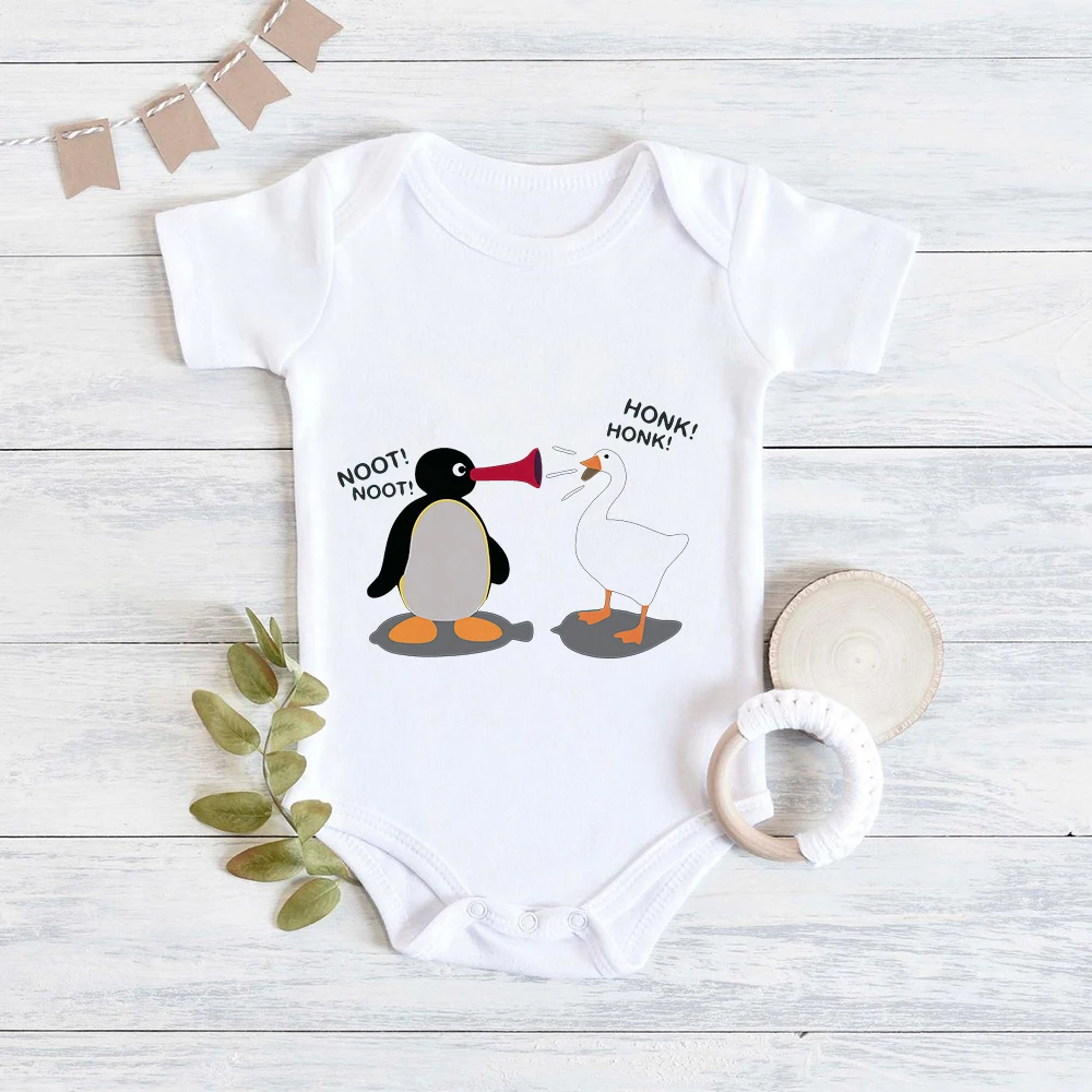 Bodysuit Balita Perempuan Pingu Baju Estetika Fashion Jumpsuit Lucu Kartun Anak Laki-laki Bayi untuk Bayi Baru Lahir Lengan Pendek Musim Panas Tubuh Bayi