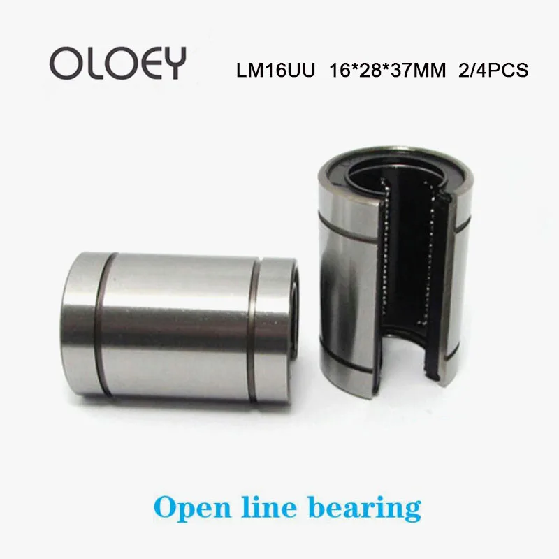 

2/4pcs Sliding Open Type Linear Bearings LM16UU 16X28X37mm Shaft Ball Bushing in SBR Rail Guide (mm) With High Quality