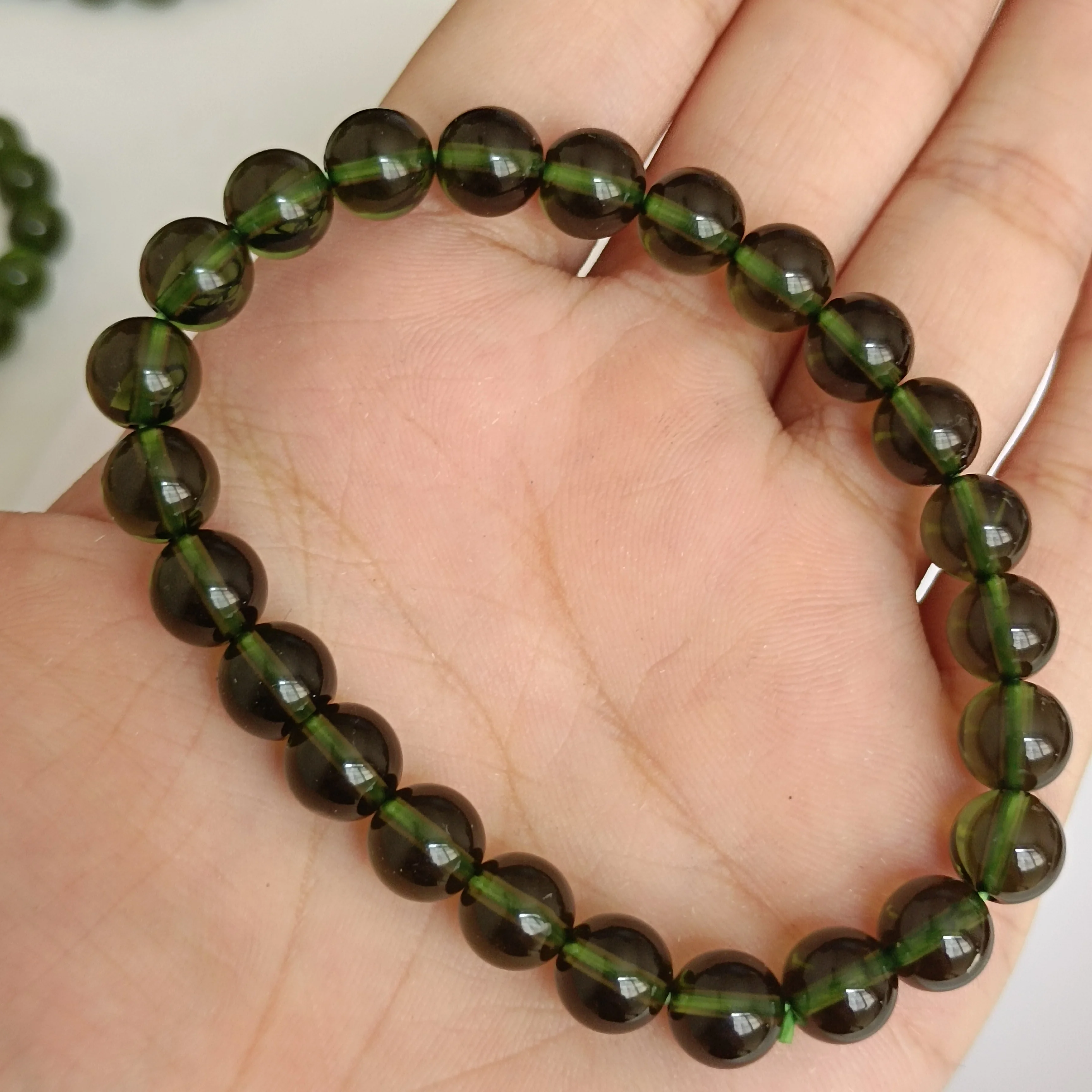 8mm 1pc Glass Green Aerolites Czech Crystal Stone Hand Catenary rough Stone Grinding Bead Meteorite Bracelet gift