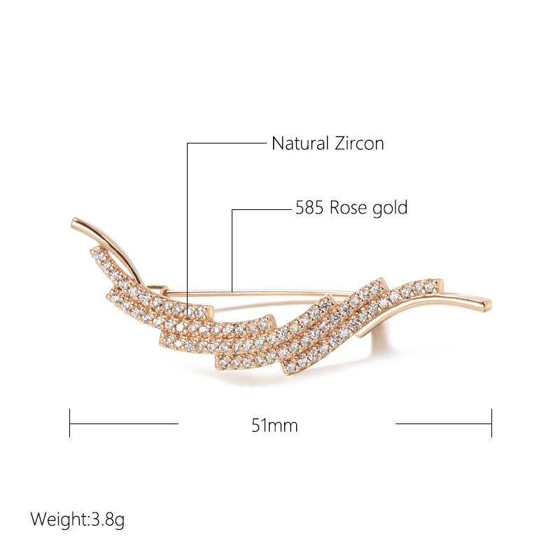 Kinel nuova spilla Fine in oro rosa 585 per le donne gioielli da sposa di moda creativa unico vuoto zircone naturale Boutonniere 2022 caldo