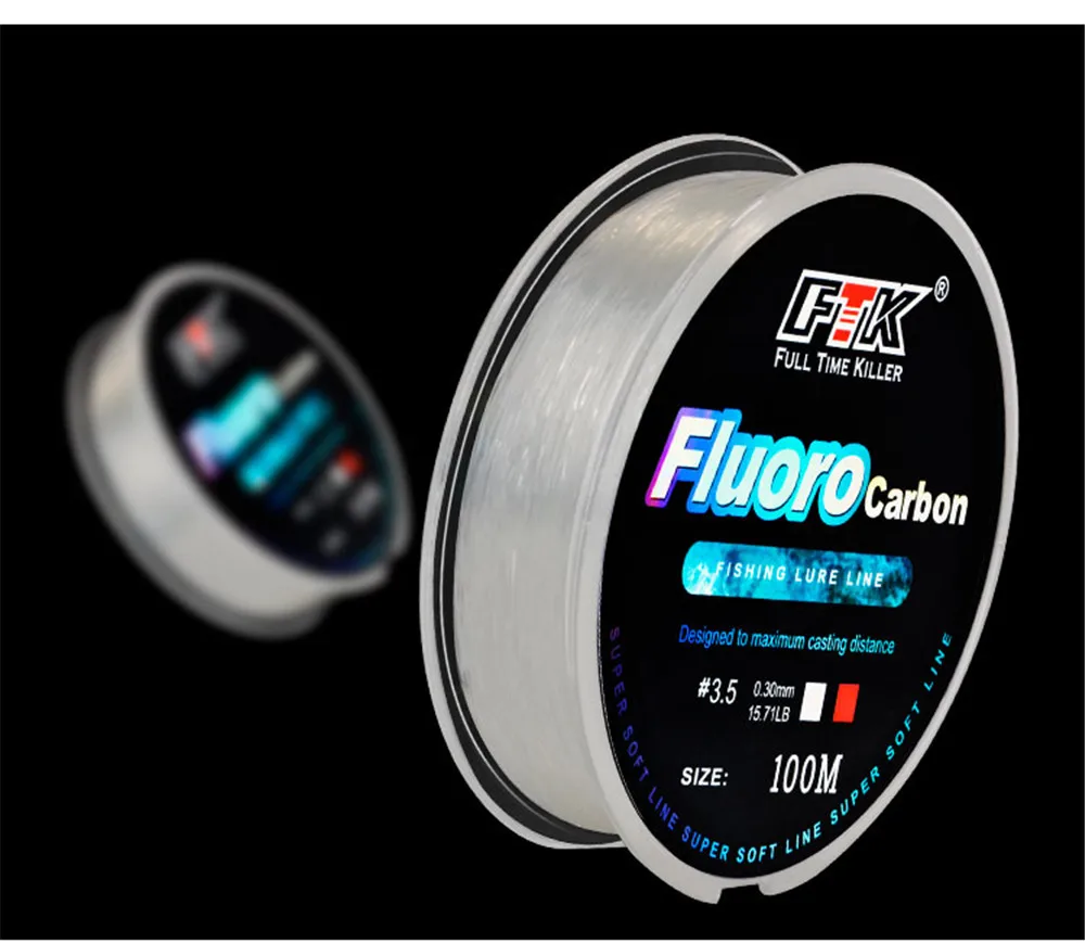 FTK 100m Fluorocarbon Angelschnur 4.13-34.32LB Fluorocarbon-Beschichtung Japan Carbonfaser-Vorfach Karpfen Angelschnur Superweiche Schnur – Detail 10