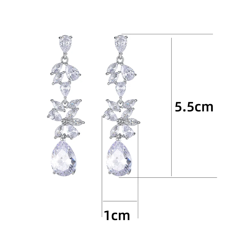Emmaya Fascinating Design Long Earring Noble Cubic Zircon Decoration For Women&Girls Elegant Three Colors Choice Party Gift