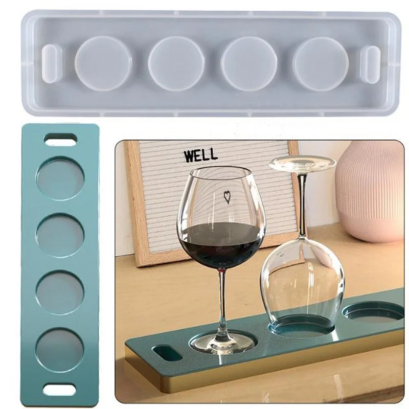 DIY Crystal Epoxy Resin Mold Tray Beer Beverage Wine Beer Rack Silicone Mold For Resin coaster setting table decoration