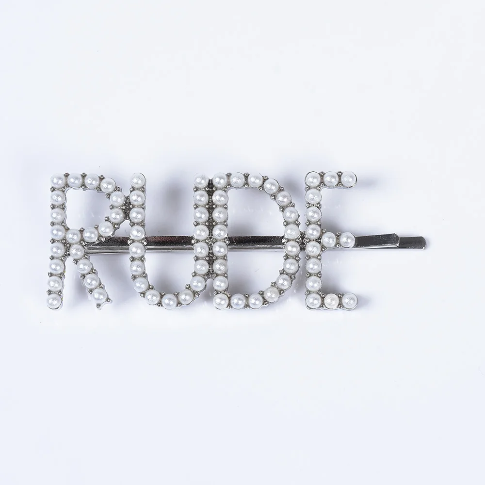 Fashion Crystal Rhinestones RUDE Letter Hair Pin Women Girls Cute Hair Clip Jewelry