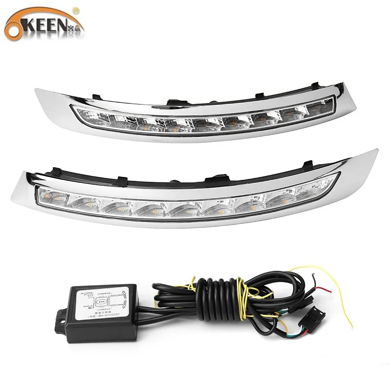 OKEEN 2pcs Car LED Daytime Running Light for VOLVO XC90 2007 2008 2009 2010 2011 2012 2013 DRL Turn Signal Light Yellow Fog Lamp