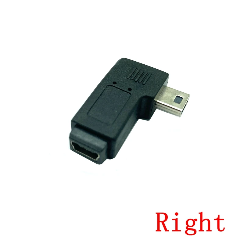 90 درجة USB صغير 5pin ذكر إلى أنثى مزامنة البيانات قابس مهايئ USB صغير موصل