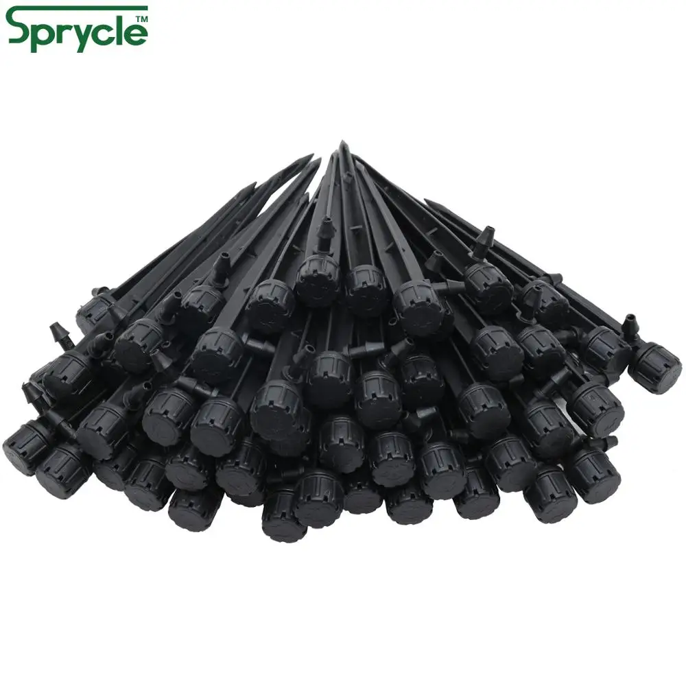 SPRYCLE 50PCS Garden 360 Degree Adjustable Sprinkler Watering Drip Irrigation Dripper Nozzles w/ Stake 4/7mm Hose Greenhouse