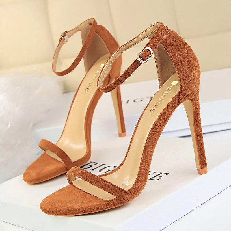 BIGTREE Shoes Super High Heels Suede Women Heels Open Toe Woman Pumps Sexy Party Shoes Stiletto Heels Summer Women Sandals 2025