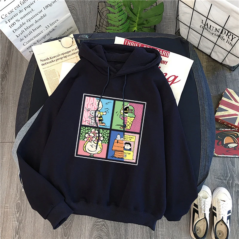 Herbst Winter lässig Frauen Hoodie Sweatshirt Fleece Cartoon Hund Druck Pullover Langarm Aprikose Farbe dicke lose Mantel Tops