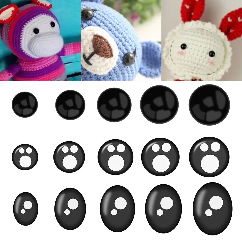 100Pcs Plastic Doll Making Eyes DIY Handmaking Toys Eyeballs Crochet Stuffed Animals Vivid Black Eyes Scrapbooking Accessories