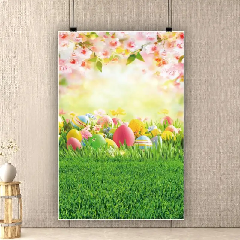 Yeele背景写真撮影春自然景観イースターの花の緑の草卵intreior背景photocall