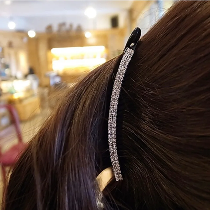 New twist clip ponytail clip Korean jewelry original hair accessories fabric rhinestone banana double drain diamond banana clip