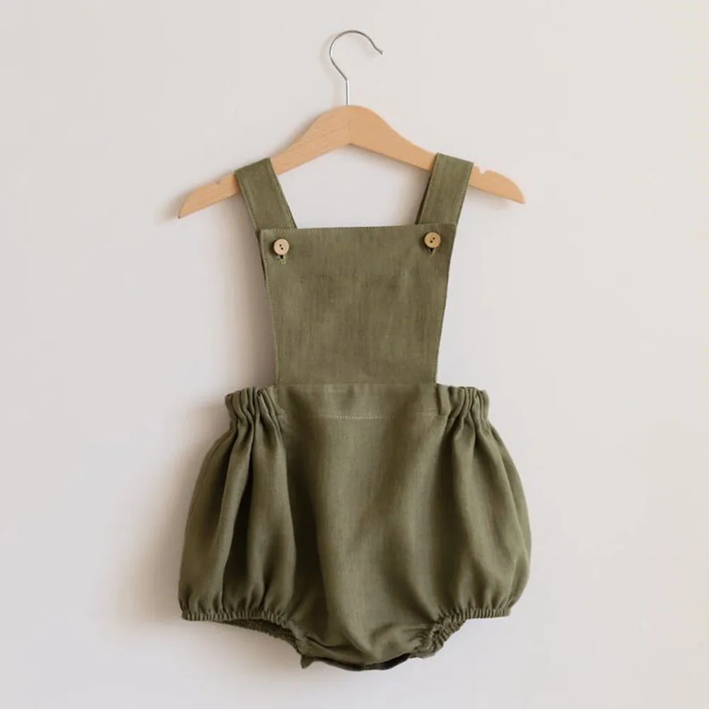 Newborn Baby Boys Girls Rompers Linen CottonSummer Autumn Sleeveless One-pieces Suspender Jumpsuits Baby Clothes Outfits