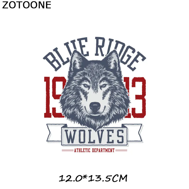 ZOTOONE Wolf Head Patch Ironing Applique Cartoon Animal Stickersfor Clothing Thermo Transfers for Kids Boy Patches for T-shirt D