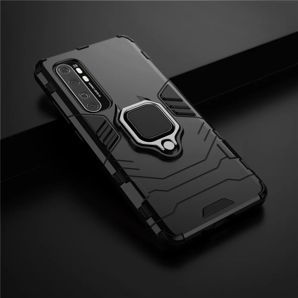 Shockproof Armor Case for Xiaomi Mi Note 10 Lite, Ring Holder, Stand Cover, Mi Note 10 Lite