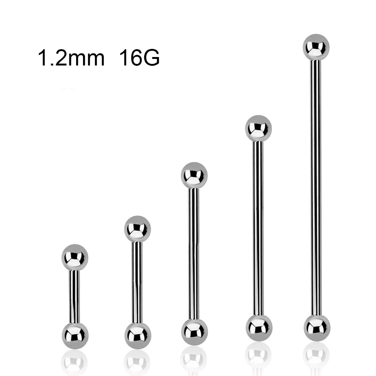 2 Pieces 1.2mm 16G Helix Tragus Straight Barbell Ear Nipple Tongue Ring  Body Piercing