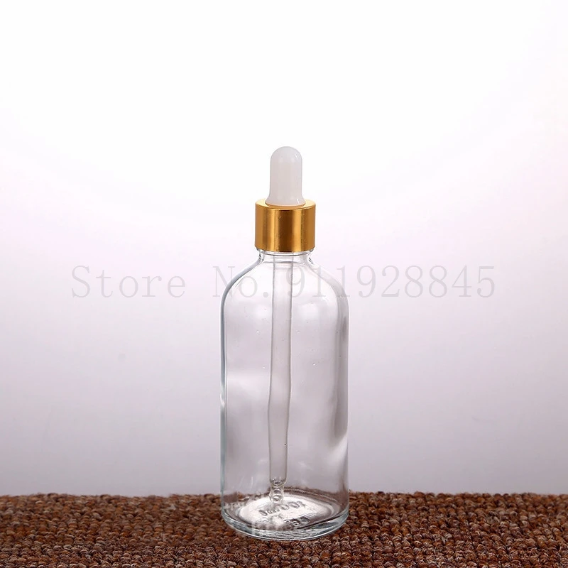 10pcs/lot 5ml to 50ml lab clear round glass Refined oil bottle with glass droppers golden circle for school experiment