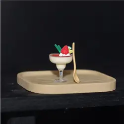 1:12 Miniature Dollhouse Simulation Yogurt Ice Cream Cup Spoon for Blyth  OB11 BJD Doll House Decoration Toys