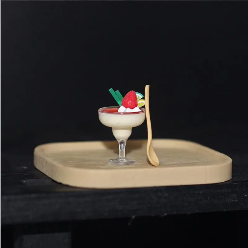 1:12 Miniature Dollhouse Simulation Yogurt Ice Cream Cup Spoon for Blyth Barbies OB11 BJD Doll House Decoration Toys