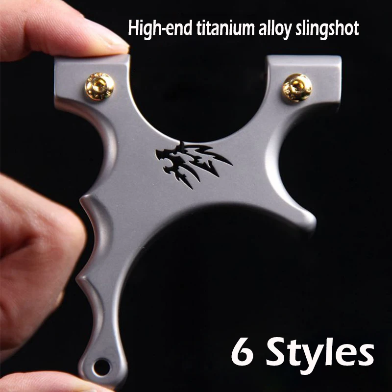 Stainless Steel /TC21 Titanium Slingshot Crooked Handle Clip Ball Clip Free Flat Leather Bow Manual Portable Pocket Slingshot