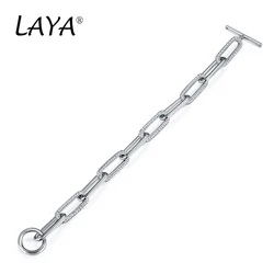 LAYA 925 Sterling Silver Shining Zircon Paper Cuba Chain Bracelet For Women Men Party Original Modern Jewelry 2022 Trend