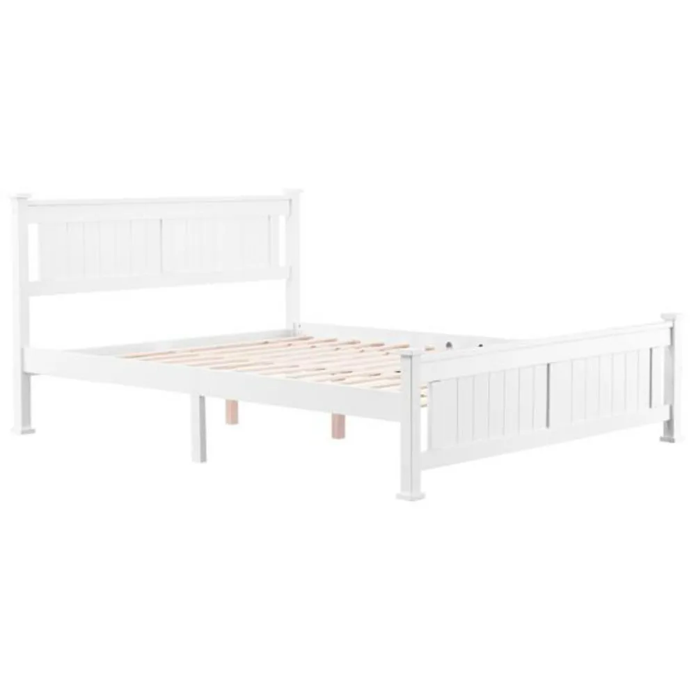 PWB-005 Bed Frame Cap Vertical Bed Wood Bed Frame White Queen Easy to Assemble Stylish and Modern Bedroom Furniture [US-W]