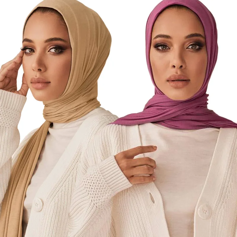 Sciarpa Hijab in Jersey di cotone modale tinta unita morbido elastico donna foulard moda musulmana copricapo islamico turbante sciarpa lunga scialle