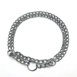 Stainless Steel Double Chain for Small Medium Large Dogs Heavy Duty Titan Training Collars Pet Training Bulldog Neck Strap