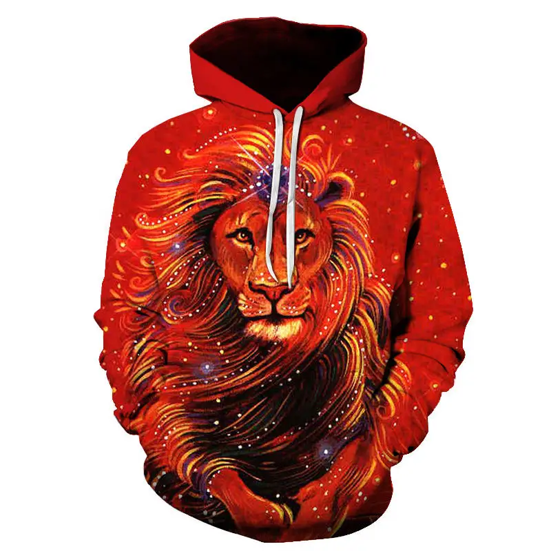 Men's Sweatshirt Funny Lion Fashion Plus Size S-4XL 3D Animal Printed Unisex Pullovers