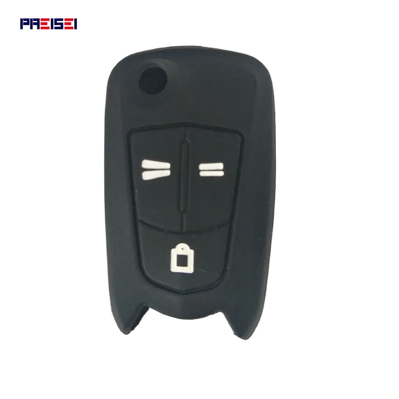 PREISEI 10pcs/lot 3 Button Black Silicon Key Cover For Car Opel Vectra Astra Flip Remote Key Protector Bag