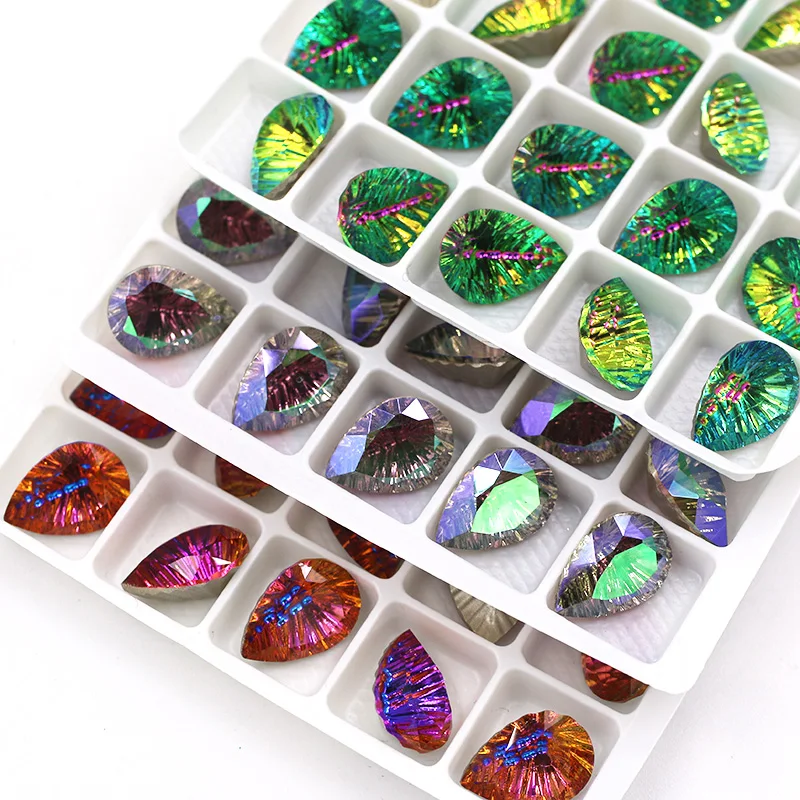 NEW Pointback Glass Crystal High Quality Teardrop Shape Millennium Series Rhinestones for Jewelry/Wedding Accessories